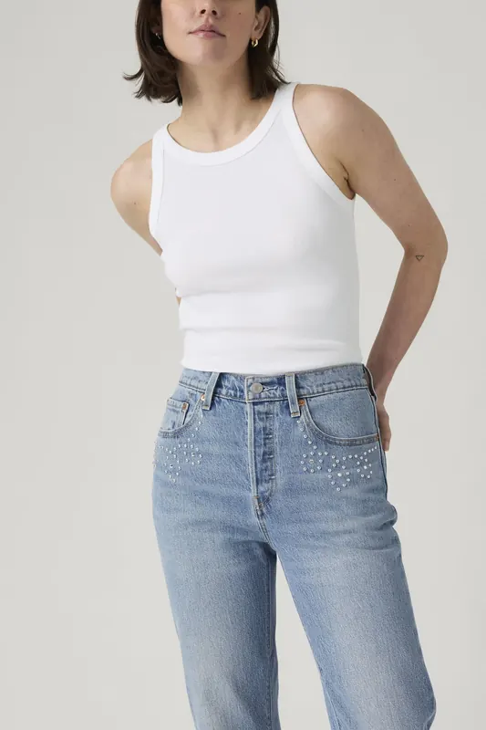 Levi's 501 Crop Spark My Spurs Maat: W24L26 | Straight Jeans Outlet | Dames | Blauw