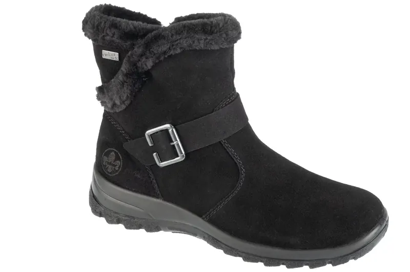 Rieker Booties L7179-00, Damskie, Czarne, buty zimowe, skóra zamszowa, rozmiar: 39