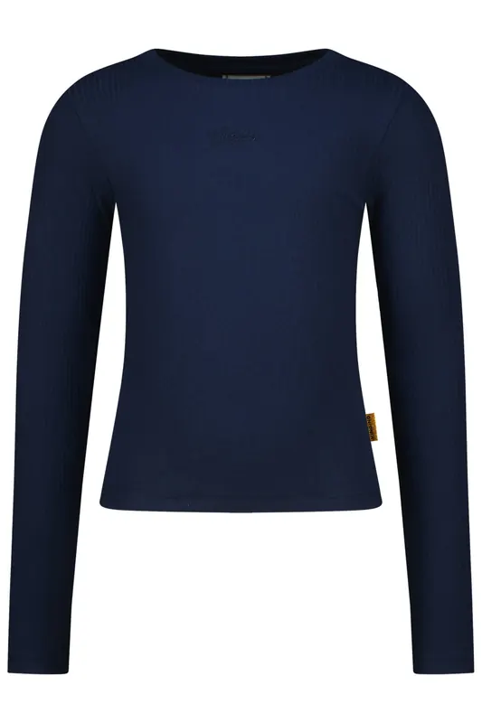 Vingino Girls Basic Rib Top T-shirt Dark Blue Maat: 16 | T-Shirts Outlet | kids | Blauw
