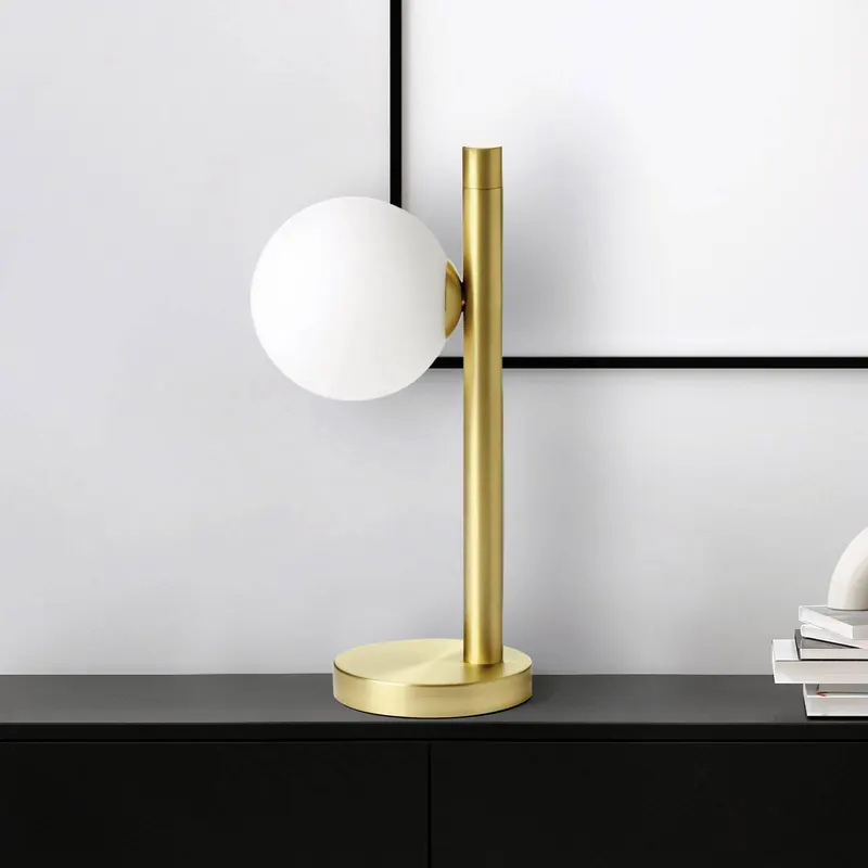 Lampa stołowa Pomi, 1-punktowa, kolor złoty, szkło, wysokość 28 cm