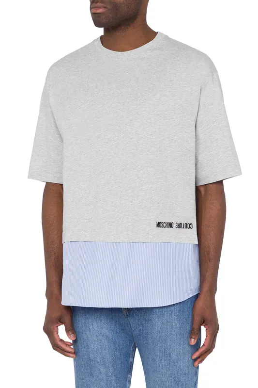 Moschino T-shirt With Striped Hem Grey Maat: XS | T-Shirts Outlet | Heren | Grijs
