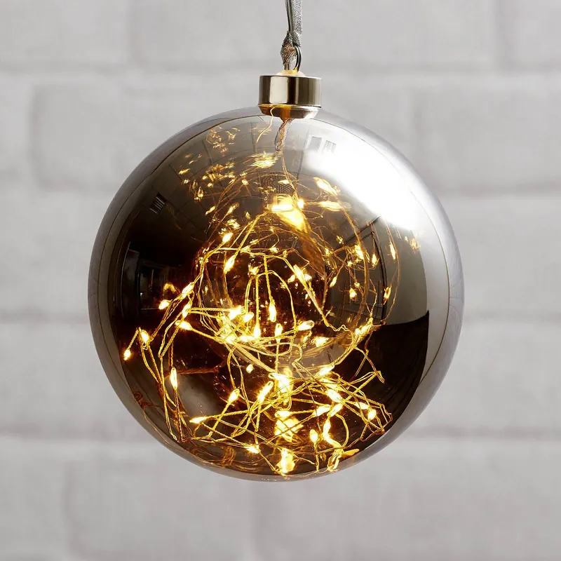 Kula dekoracyjna LED Glow ze szkła, Ø 15 cm szara