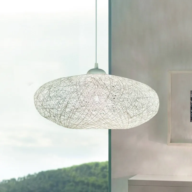 Tekstylna lampa wisząca Campilo, biała
