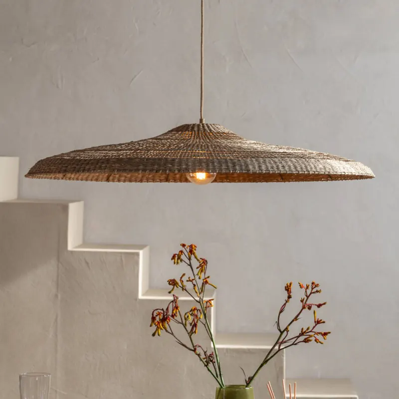 GOOD & MOJO żyrandol Santorini, Ø75 cm, naturalna, trawa morska, E27