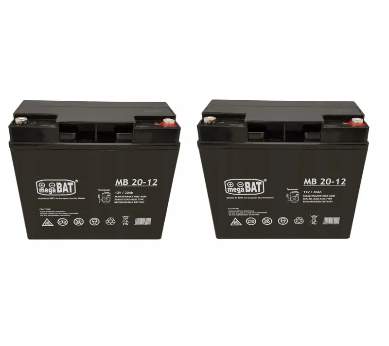 2X akumulátor Agm 12V 20Ah Megabat (rozmer 18Ah) Ups solárny alarm na bicykli