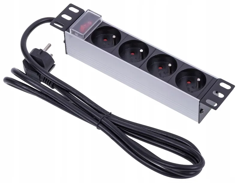 Listwa zasilająca 10'' 1U, 230V/16A, 4xE, Alu, Netrack
