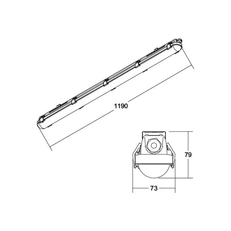 BRUMBERG Humid One – lampa korytkowa z oświetleniem awaryjnym, 119 cm
