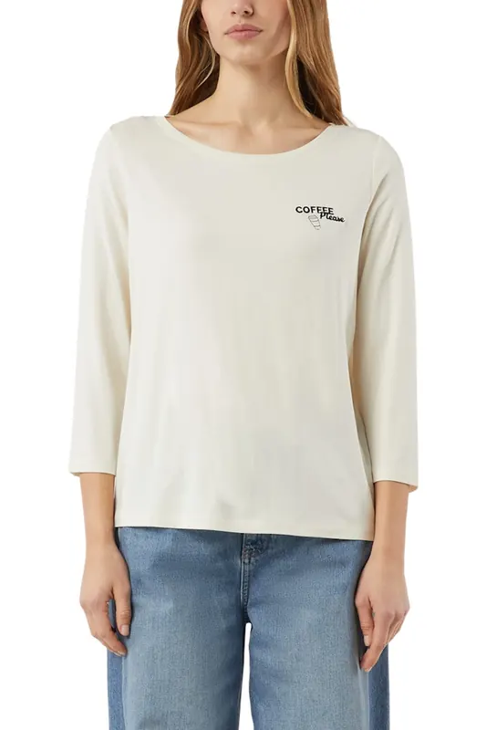 Comma T-shirts Offwhite Maat: 38 | Longsleeves Outlet | Dames | Wit