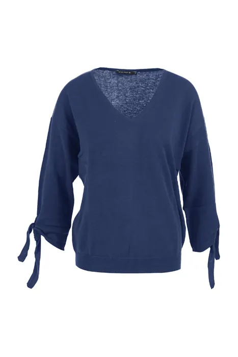 River Woods Vneck Swt Knotted Cuff Blue Maat: XS | Sweaters Outlet | Dames | Blauw