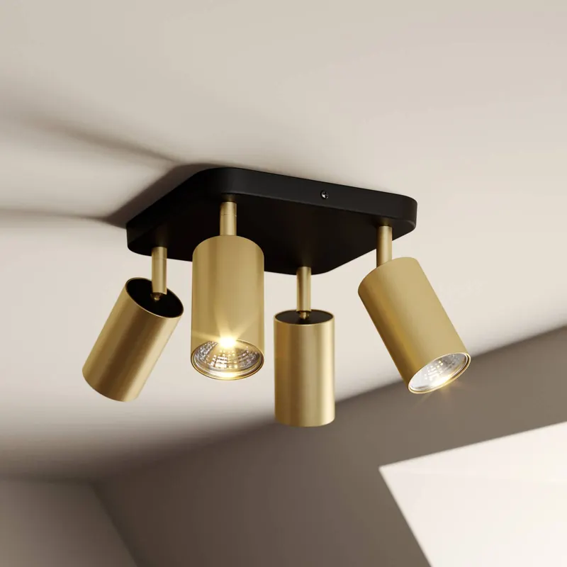 Lampa sufitowa Eye Spot 4-punktowa, czarna/mosiężna