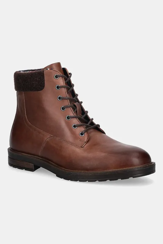 Tommy Hilfiger trapery skórzane CLEATED HILFIGER W LTH BOOT