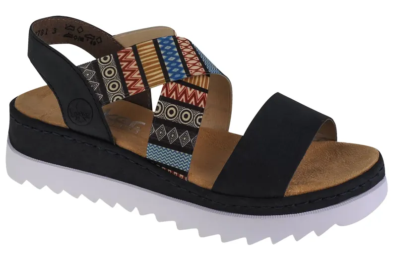 Rieker Sandals V44G8-14, Damskie, Wielokolorowe, sandały, skóra syntetyczna, rozmiar: 36