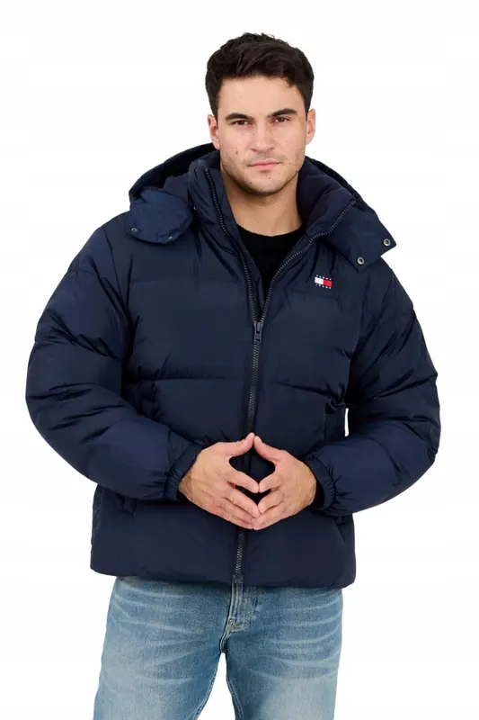Tommy Jeans Granatowa męska puchowa kurtka z dużym logo Alaska XXL
