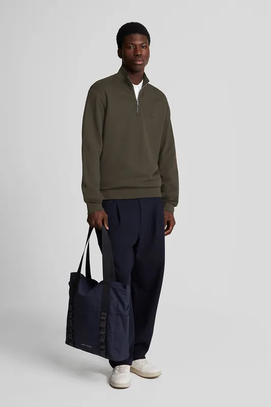 Lyle & Scott Tonal Eagle Quarter Zip Sweat Form Green Maat: XS | Sweaters Outlet | Heren | Groen