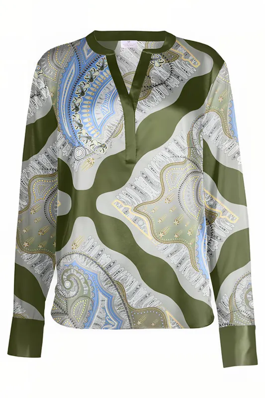 Mucho Gusto Blouse Monza Green Maat: L | Blouses Outlet | Dames | Groen