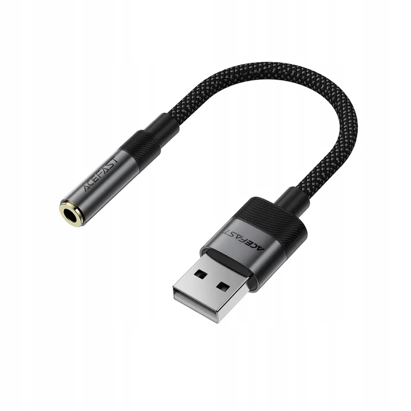 Adapter przejściówka Usb-a mini jack 3.5 mm czarny