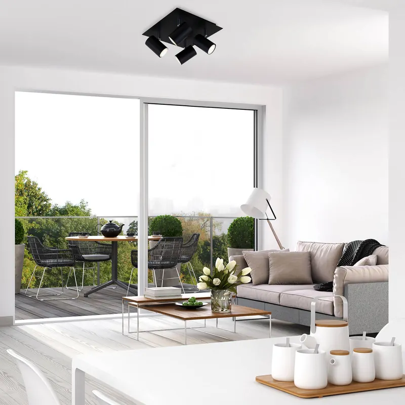 Lampa sufitowa 2857-045, wychylana, 4-pkt. czarna