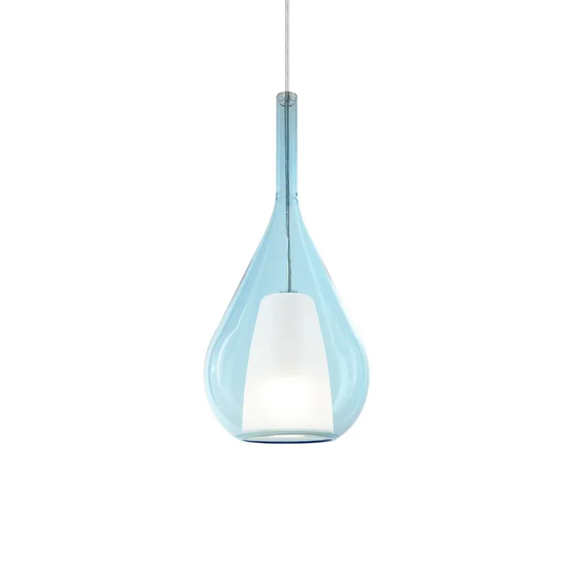Ideal Lux Lampa wisząca Kalique 3, niebieska, Ø 18 cm, tworzywo sztuczne