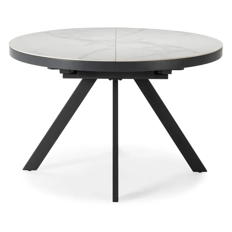 Okrągły rozkładany stół z dodatkowym blatem z ceramicznym blatem ø 120 cm Bela – Marckeric