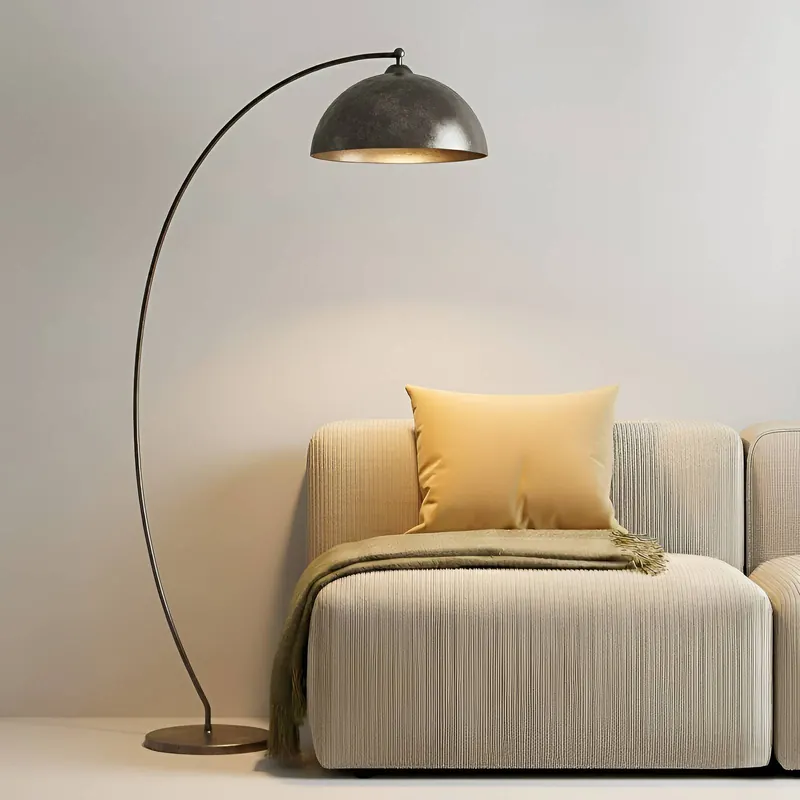 Lampa łukowa Lindby Jonera, szara, metal, E27, 185 cm wysokości