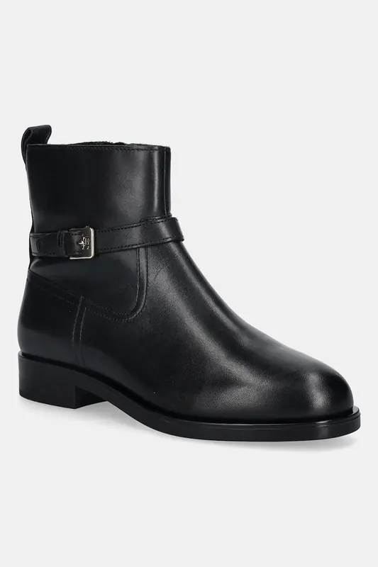 Tommy Hilfiger botki skórzane TH BUCKLE RIDING LEATHER BOOTIE