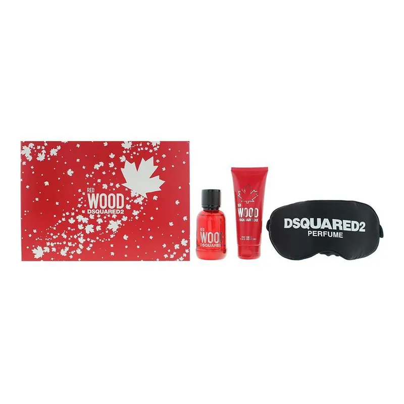 Zestaw Dsquared 2: Red Wood Eau De Toilette dla kobiet 50 ml + Red Wood Gel & Shampoo 2 in 1 50 ml + Dsquared maschera noc Black Universal