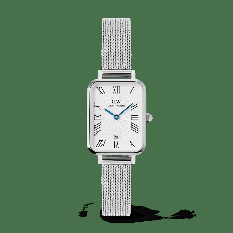 Daniel Wellington DW Watch Quadro Sterling Roman Numerals Date 20x26mm Silver