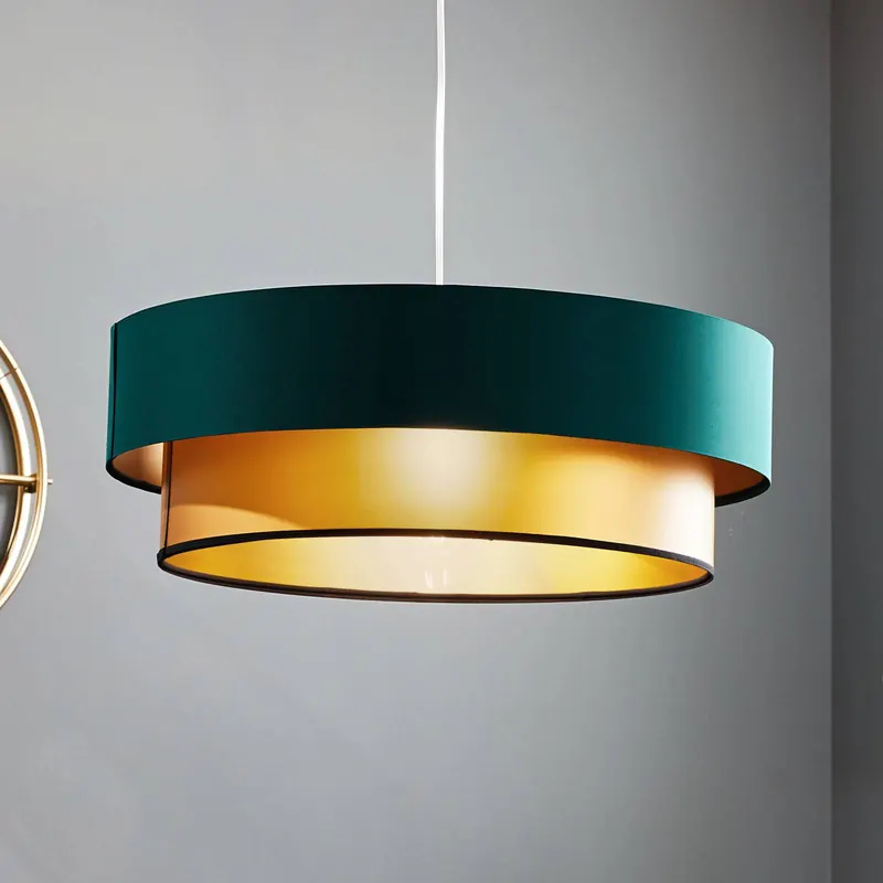Lampa wisząca Dorina, zielona/złota Ø 60cm