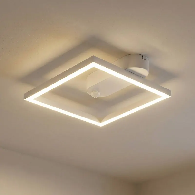 Lampa sufitowa LED Lindby Yulla, biała, czujnik ruchu