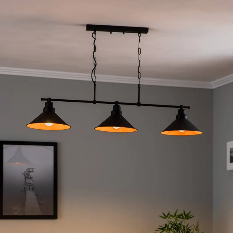 Lampa żyrandol Sivani MR-835 3-punktowa liniowa czarny/złoty