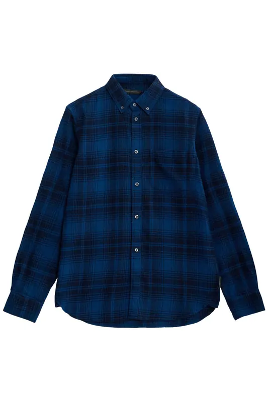 French Connection Scot Flannel Ls Blue/marine Maat: M | Longsleeves Outlet | Heren | Blauw
