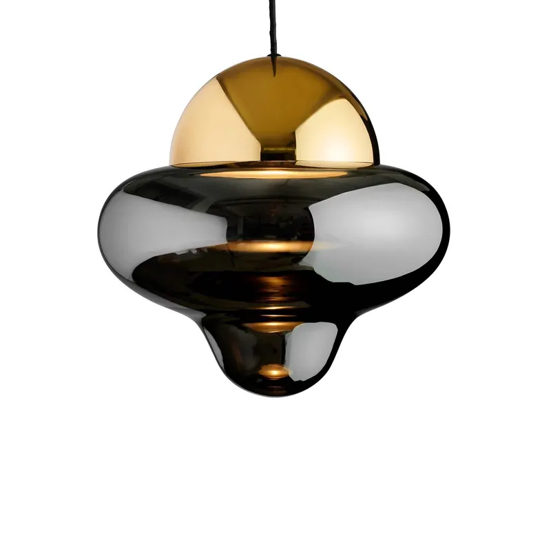 Żyrandol LED Nutty XL, dymnoszara / złota, Ø 30 cm