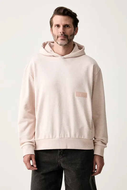 BOSS Green bluza z kapturem męska z bawełną SW_Hoodie
