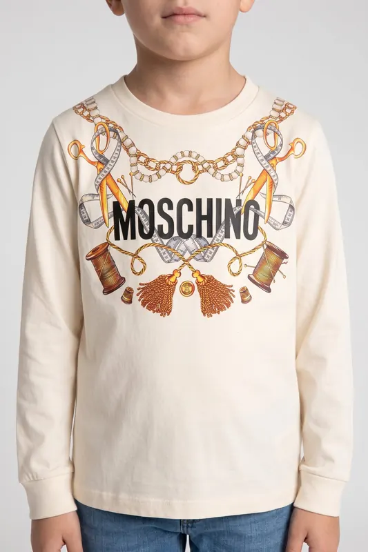 Moschino Girl's Maxi T-shirt Ivory Maat: 6 | T-Shirts Outlet | kids | Ecru
