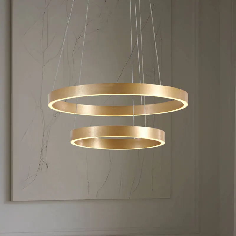 Żyrandol LED Lucande Yonam, Ø 60 cm, 2-punktowa, złota, CCT