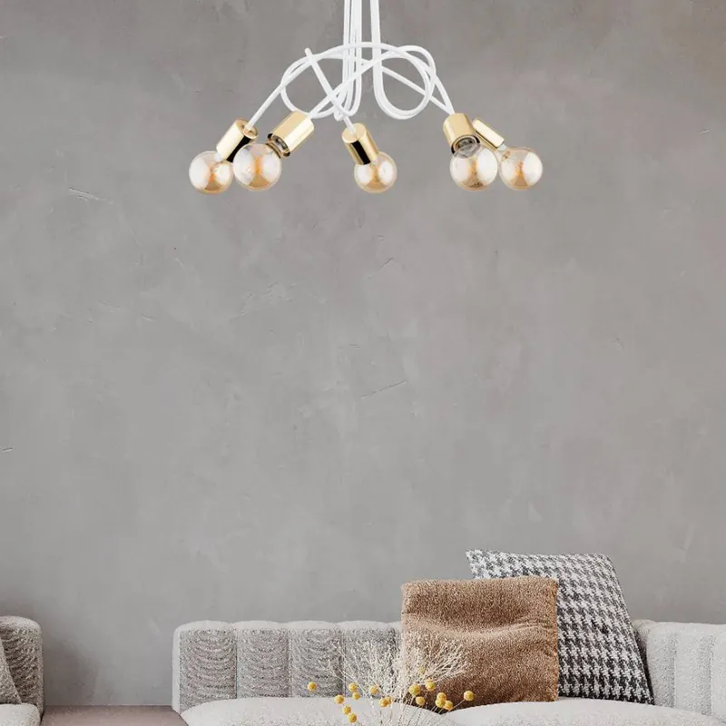 Lampa sufitowa Tango, biały/złoty, 5-punktowa, Ø 55 cm