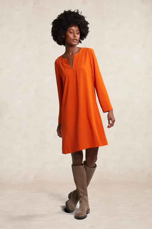 River Woods Orange V-neck Dress Long Sleeves Orange Maat: 38 | Mini Jurken Outlet | Dames | Oranje