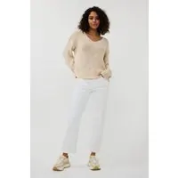 EsQualo Sweater V-neck Tape Yarn Sand Maat: XS/S | Sweaters Outlet | Dames | Beige