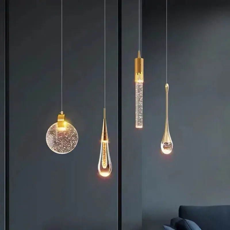 Nordic LED luksusowa kryształowa lampa wisząca do salonu jadalnia żyrandol nocny do sypialni kryty wystrój domu oprawa oświetleniowa połysk