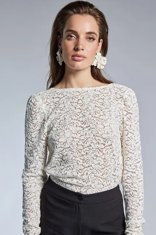 Freebird Tiana Top Off-white Maat: S | Longsleeves Outlet | Dames | Wit