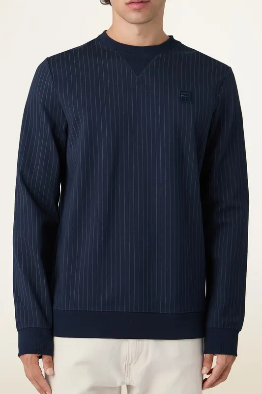 FILA Brera Regular Pinstriped Crewneck Sweatshirt Black Maat: XXL | Sweaters Outlet | Heren | Blauw