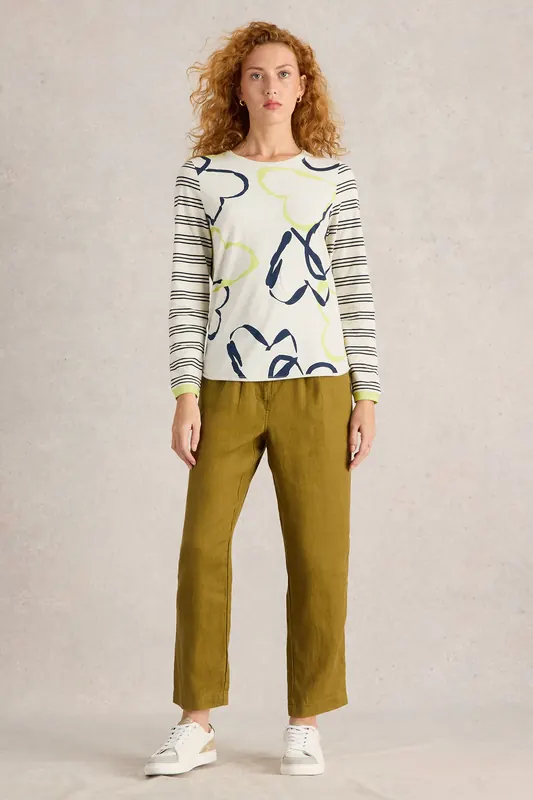 White Stuff Clara Ls Tee Natural Print Maat: 6 | Longsleeves Outlet | Dames | Wit