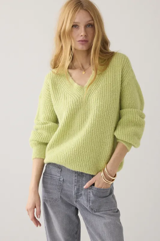 Summum Woman Sweater Garment Dye Knit Misty Lime Maat: XL | Sweaters Outlet | Dames | Groen
