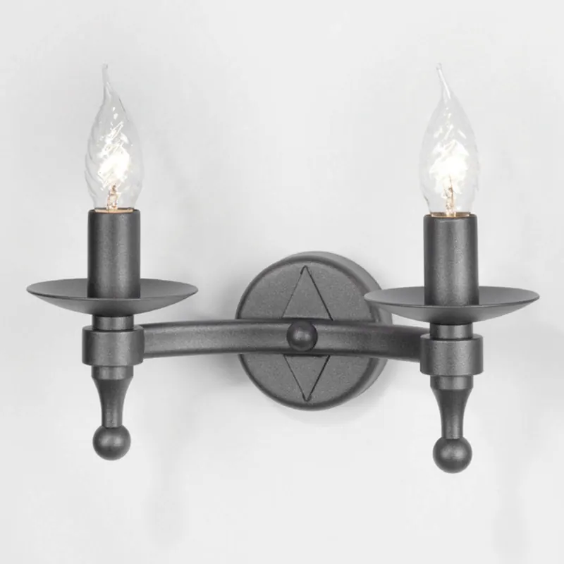 Lampa ścienna WARWICK z kutego żelaza grafitowa