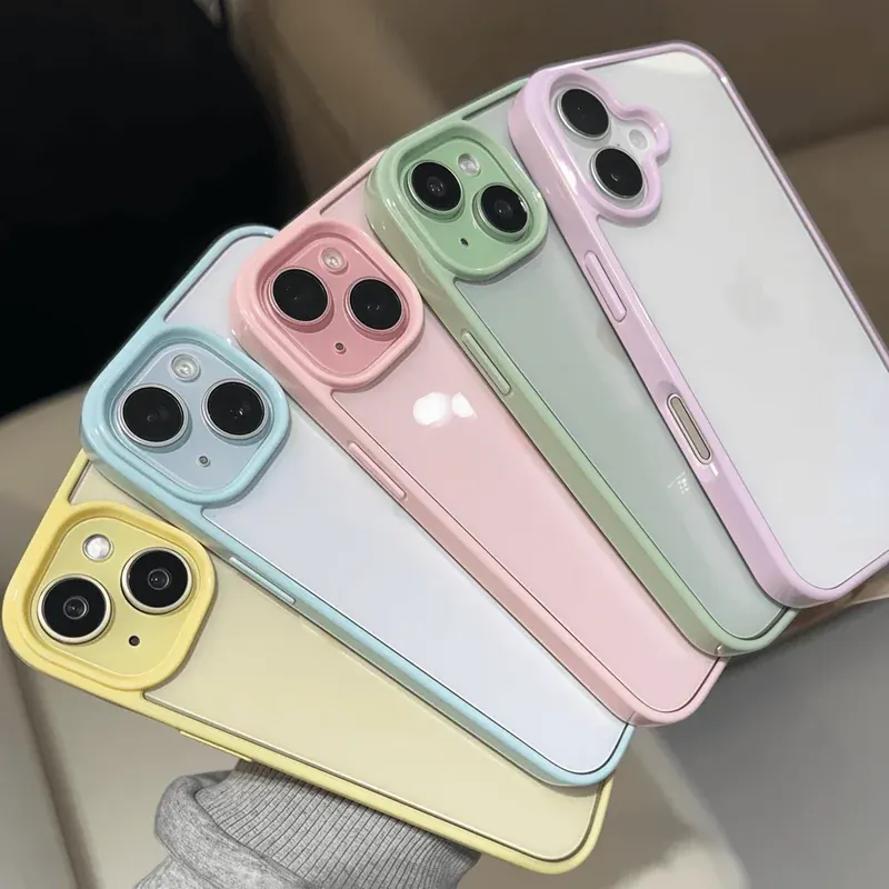 Luksusowe, przezroczyste etui na telefon w kolorze cukierkowym do iPhone'a 17 16 15 14 13 12 11 Pro Max Plus 16E, odporne na wstrząsy, z bumperem ochronnym, model 2030