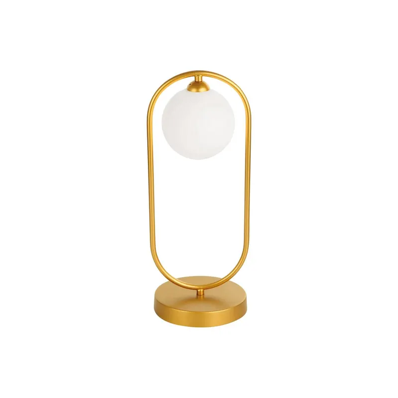Lampa stołowa Fancy ze szklanym kloszem, złota