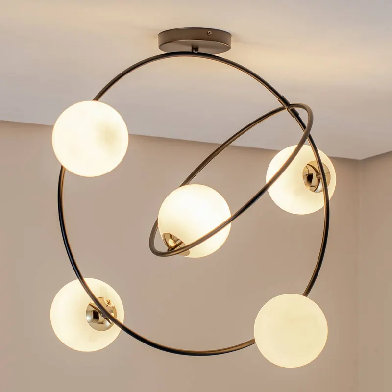 Lampa sufitowa Stardom, opalizująca biel/czerń, szkło, E14