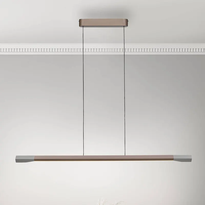 Paul Neuhaus żyrandol LED Hoop, brązowy, 128 cm, ściemniany