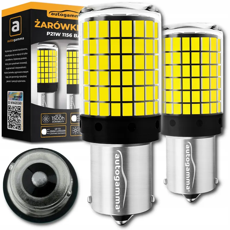 Żarówki P21W 1156 BA15S Led 144 Led Biały Canbus Wsteczny Mocna 2 sztuki