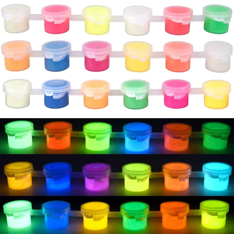 6 kolorów akrylowa farba fluorescencyjna świecąca w ciemności DIY malowanie materiały artystyczne rzemiosło artystyczne narzędzie do malowania DIY Graffiti pigment akrylowy